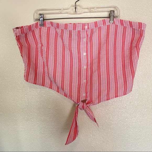 F21 + striped strapless red and white  top - Picture 1 of 5